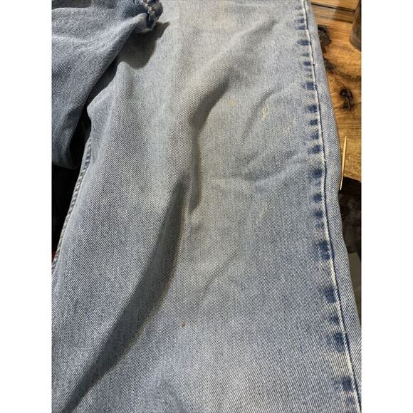 Levis 550 Mens Vintage Denim Blue Jeans 38x32 red tab Distressed Paint - Picture 8 of 9